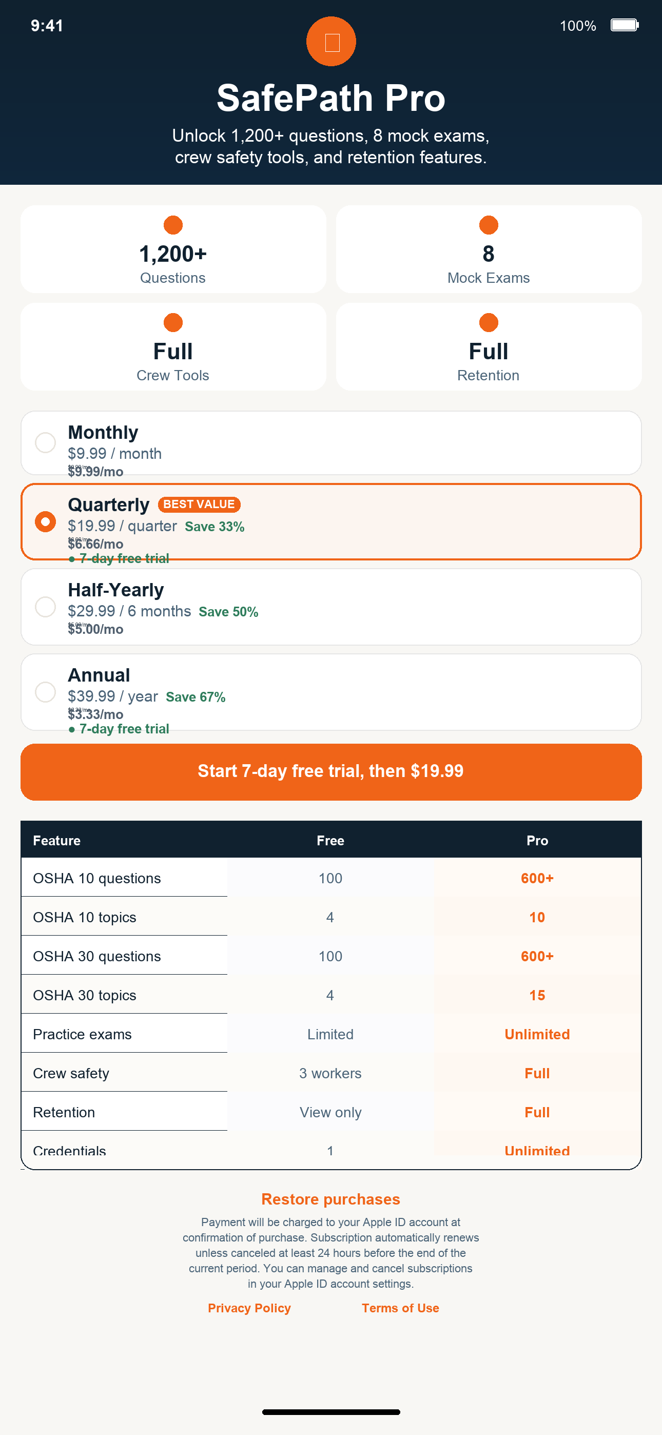 SafePath OSHA app screen