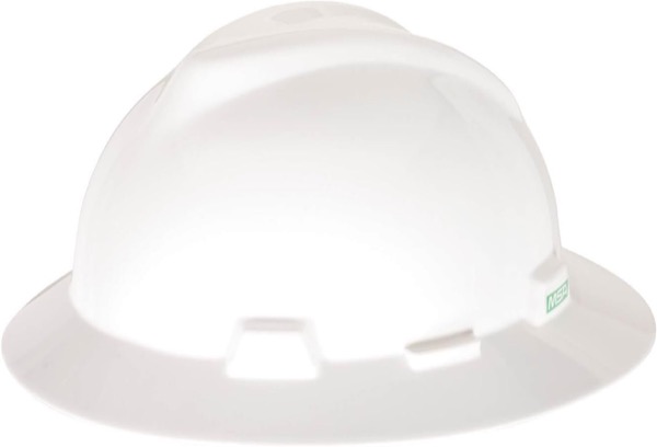 MSA V-Gard Full-Brim Hard Hat with Fas-Trac III Ratchet Suspension